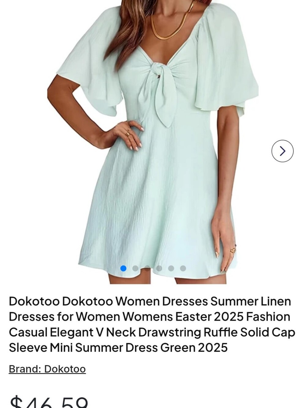 Dokotoo Mint Short Sleeve Tie-Front Mini Dress
